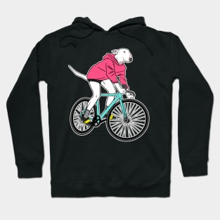 Bull Terrier Riding a Bicycle Hoodie